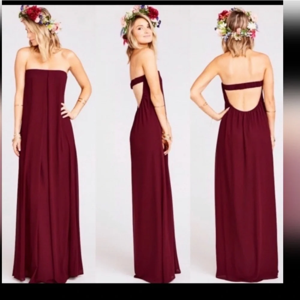 NWT Show Me Your Mumu “Sirene” Merlot Red Strapless Maxi Dress - Picture 2 of 9